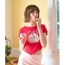 ケーキモチーフ半袖Tシャツ【韓国ファッション】