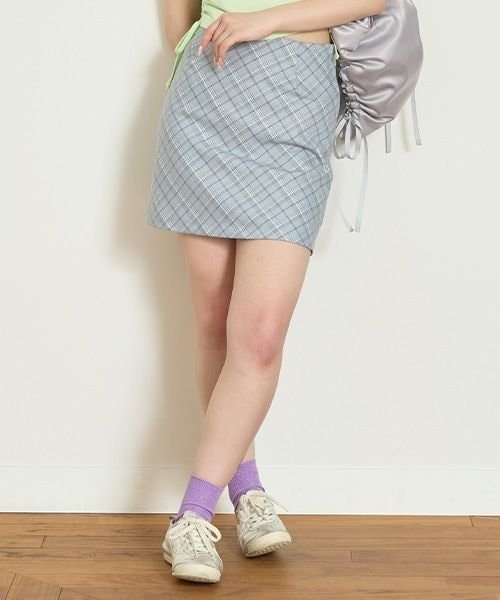 台形チェックスカート【韓国ファッション】