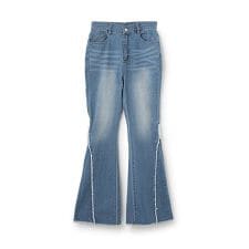 フリンジデニムフレアパンツ【韓国ファッション】