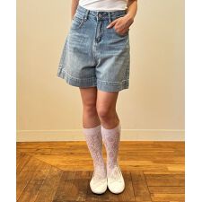 デニム5分丈ショートパンツ
