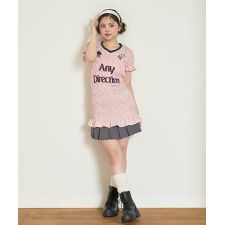 ギャザーロゴワンピース【韓国ファッション】