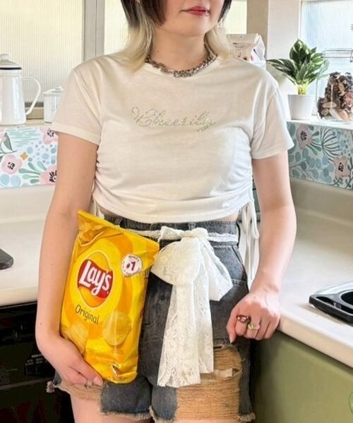 ViVi9月号掲載ストーンロゴ半袖Tシャツ【韓国ファッション】