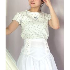 小花柄ワッフル半袖Tシャツ【韓国ファッション】