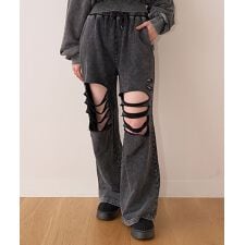 ダメージスウェットパンツ【韓国ファッション】