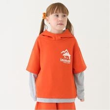 【撥水】ポンチフェイクレイヤードTパーカー