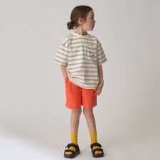 【防汚撥水】ワンポイント刺しゅう4分丈パンツ