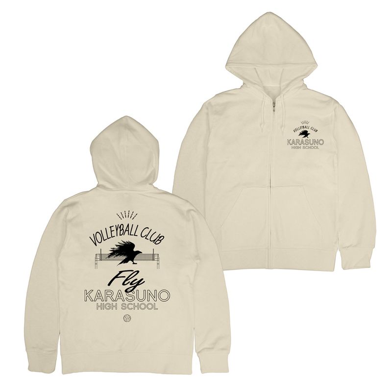 ハイキュー!!_Lサイズ_烏野高校排球部 ジップパーカー/LIGHT BEIGE
