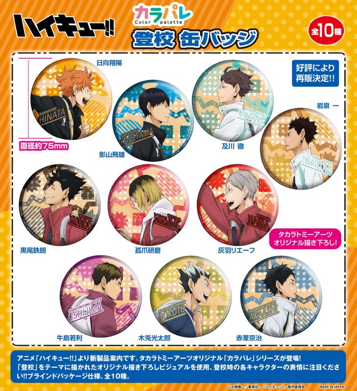 ハイキュー!!_カラパレ 登校 缶バッジ【BOX／10個入り