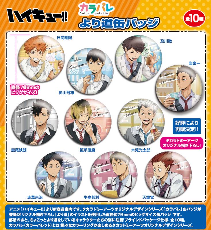 ハイキュー!!_カラパレ より道 缶バッジ【BOX／10個入り