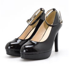 パンプス アンクル ストラップ ラウンドトゥ ピンヒール 厚底 ベルト レディース ハイヒール