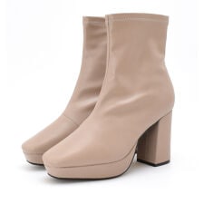 フレグラント(Fragrant)の厚底 美脚 ショートブーツ ストレッチ スクエアトゥ プラット シンプル レディース ハイヒール チ