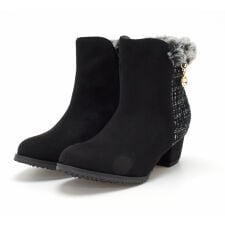 キッズ ファー ショートブーツ 女の子 子供 もこもこ チャーム キラキラ キッズブーツ ファスナー