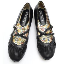 走れるパンプス メリージェーン ゴムベルト ストラップ ローヒール レディース ぺたんこ 歩きやすい