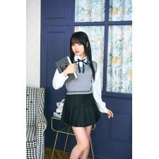 クリアストーン(clearstone)の【ハロウィン】コスプレ オルチャン セーラー ニットベスト レディース グレー×ブラック