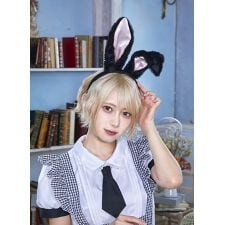 クリアストーン(clearstone)の【ハロウィン】コスプレ ラビット カチューシャ ブラック×ピンク ユニセックス