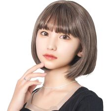 クリアストーン(clearstone)の【ハロウィン】コスプレ ウィッグ レディース ぱっつん ボブ アッシュ グレージュ