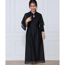 小花柄配色レースワンピース