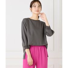 《大きいサイズ》異素材リブ 七分袖プルオーバー