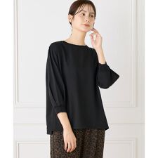 異素材リブ 七分袖プルオーバー