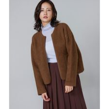 ラクーン接結編みニットブルゾン