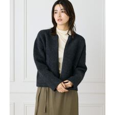 《大きいサイズ》ラクーン接結編みニットブルゾン