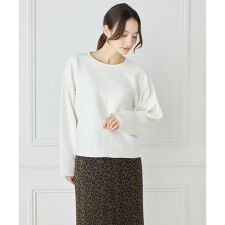 接結編みクルーネックニットプルオーバー