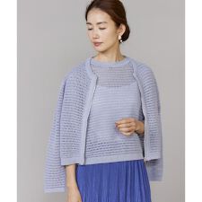 《大きいサイズ》透かし柄ニットブルゾン