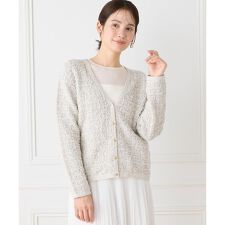 《大きいサイズ》ツイード柄Vネックカーディガン