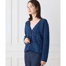 《大きいサイズ》ツイード柄Vネックカーディガン