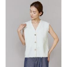 《大きいサイズ》ニットツイードジレ