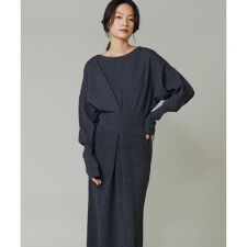 《大きいサイズ》タックデザインニットワンピース