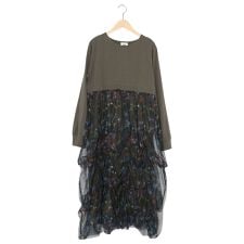 ScoLar スカラー 2柄展開タック入りチュールバルーンワンピース