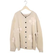 ScoLar スカラー 2WAYお花サガラ刺繍ジャガードニットカーディガン