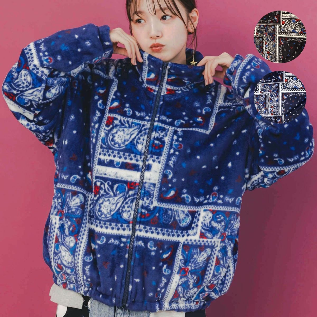 シャルロッテ⭐︎DOUDOU 異素材切替チェック柄ブルゾン 定価1.7万円