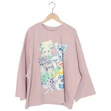 ScoLar スカラー ラメ入りわんにゃん柄裏毛プルオーバー