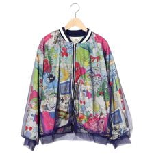 ScoLar スカラー レトロスカーフ柄チュール重ねブルゾン