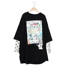 ScoLar スカラー 画家スカラーちゃんネコ柄チュール切替チュニック