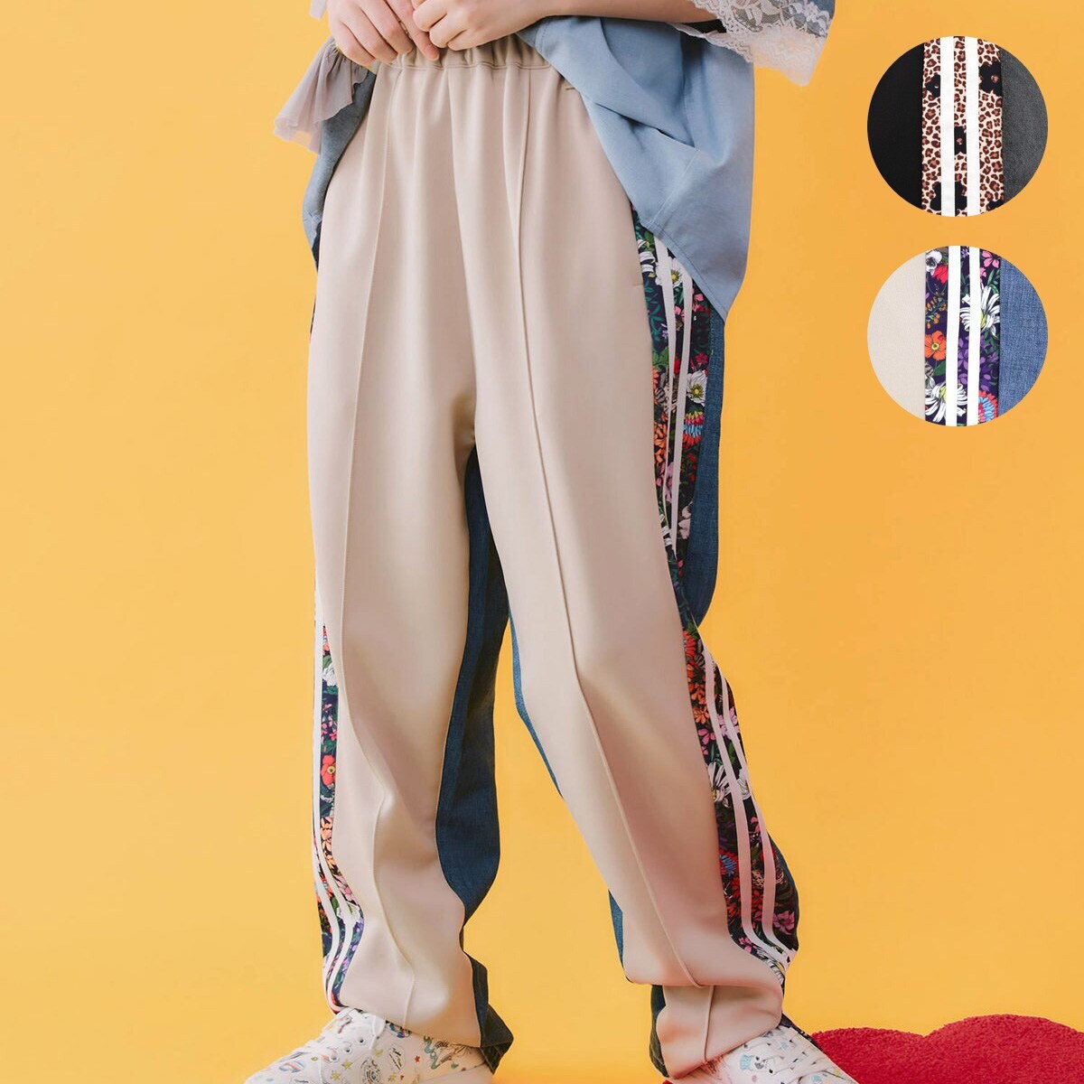 ScoLar スカラー サイドライン入り ジャージ×デニムパンツ | スカラー