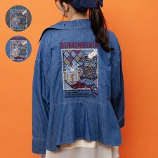 ScoLar スカラー テレフォン柄バック刺繍 デニムジャケット | スカラー 