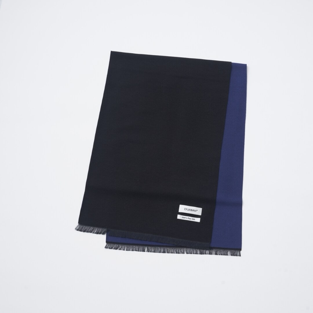 マフラー】ダーバン｜シルク ソリッド/ヘリンボン リバーシブル