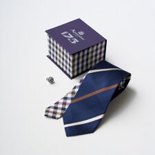 【ネクタイ】アクアスキュータム｜175th ラペルピン BOXセット クラブチェッククレリックタイ