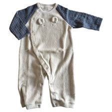 育児工房(Ikuji-Kobo)のオーガニック起毛パイルベビーカバーオール(耳付き）