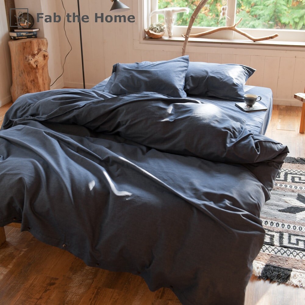 Fab the Home ライトデニム 掛け布団カバー ダブルサイズ 190×210cm