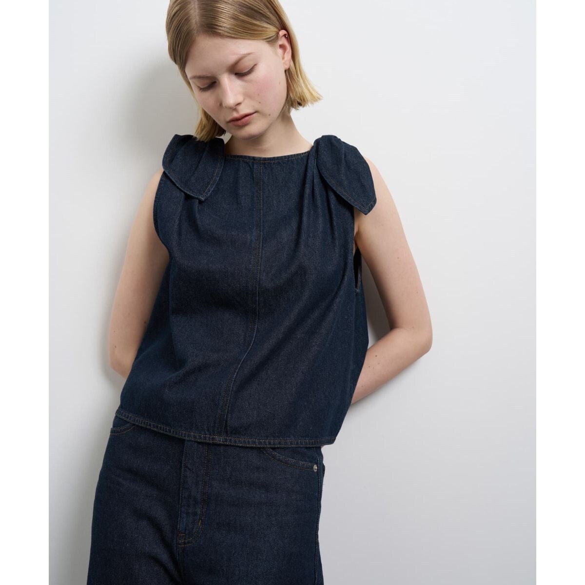 ショルダーリボンデニムブラウス | ランバン オン ブルー(LANVIN en