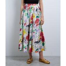 fleur de fleurプリントタックスカート