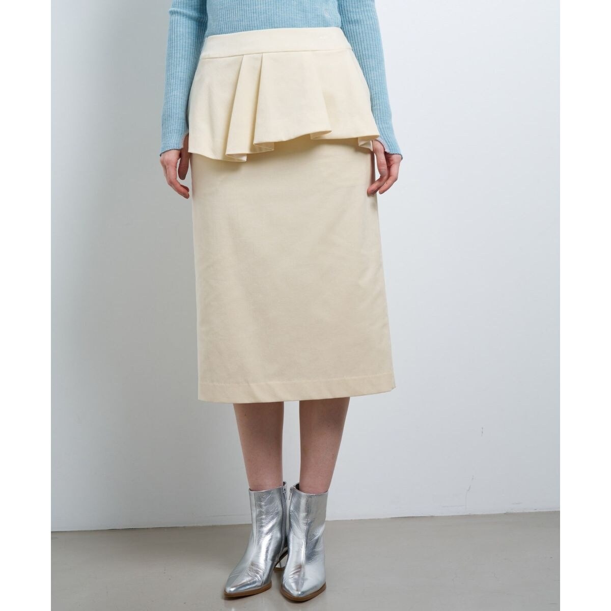 ランバン オン ブルー（LANVIN en Bleu）/ベルベットペプラムミディスカート ベルベットペプラムミディスカート | ランバン オン ブルー(LANVIN en