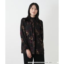 プリントフリルネックブラウス【ROCHAS Premiere】【ERICA】