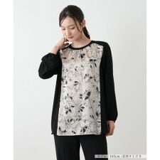 フラワー柄切替ブラウス