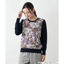 花柄切替クルーネックニット【ROCHAS Premiere】【ERICA】