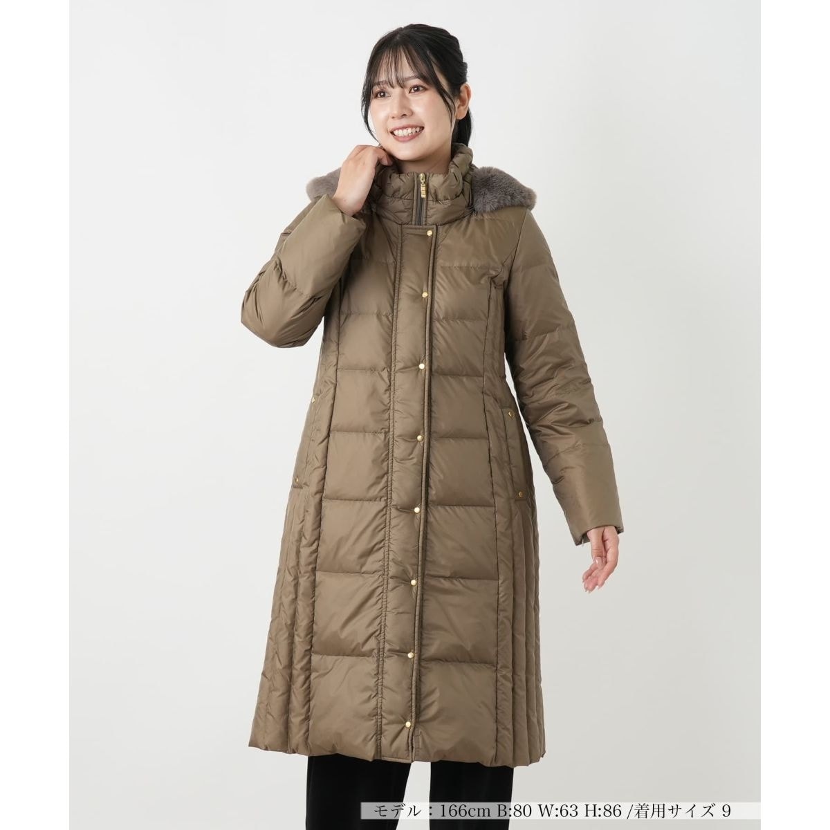 フェイクファーフーデッドショートコート【Leilian WHITE LABEL